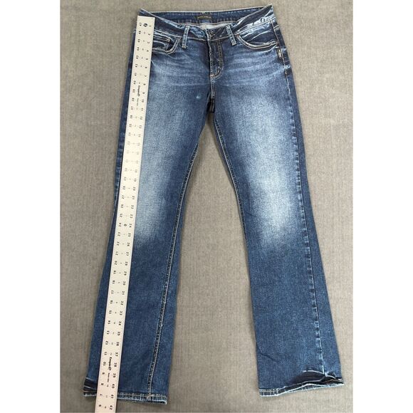 Silver Jeans Women 31x33 Blue Suki Slim Bootcut Mid Rise Stretch‎ Faded Denim - Picture 2 of 11